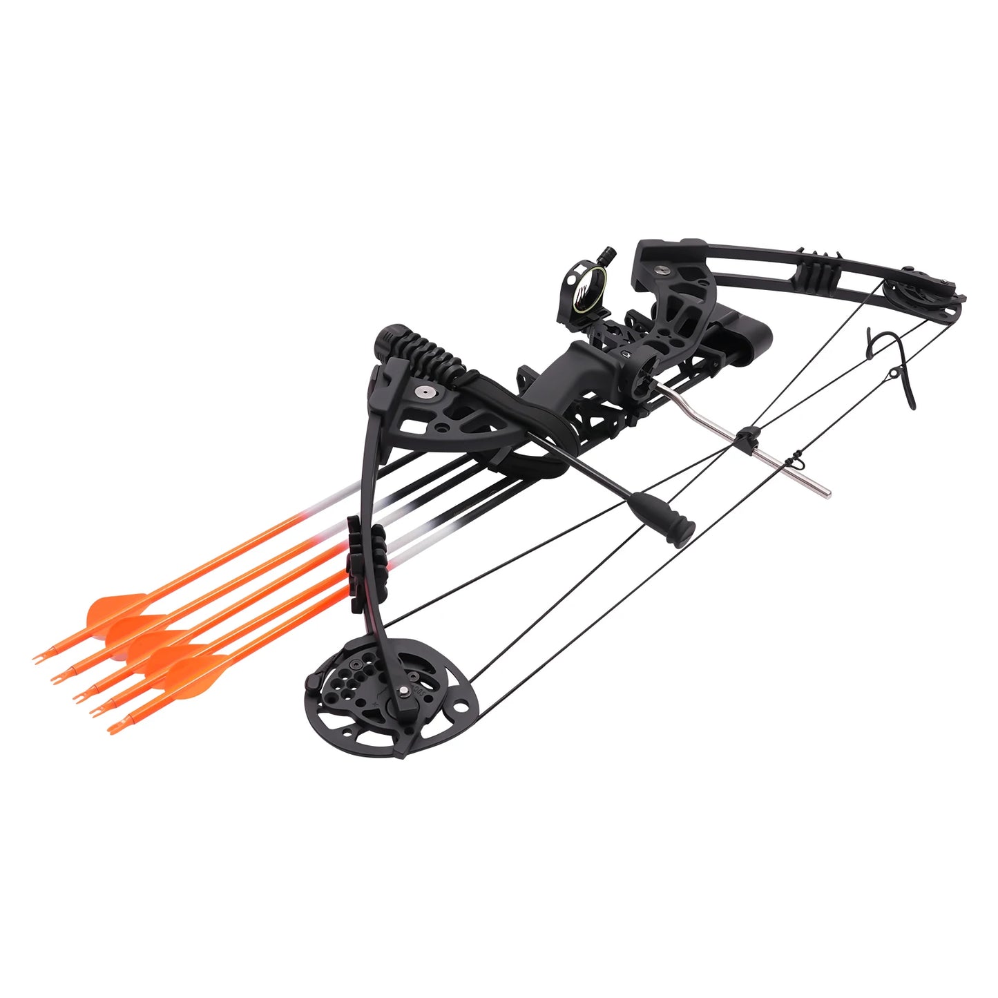 Durable Compound Bow Set 30-60 Lbs Adjustable Draw 5-Pin Sight 12 Arrows Target Paper for Hunting and Practice