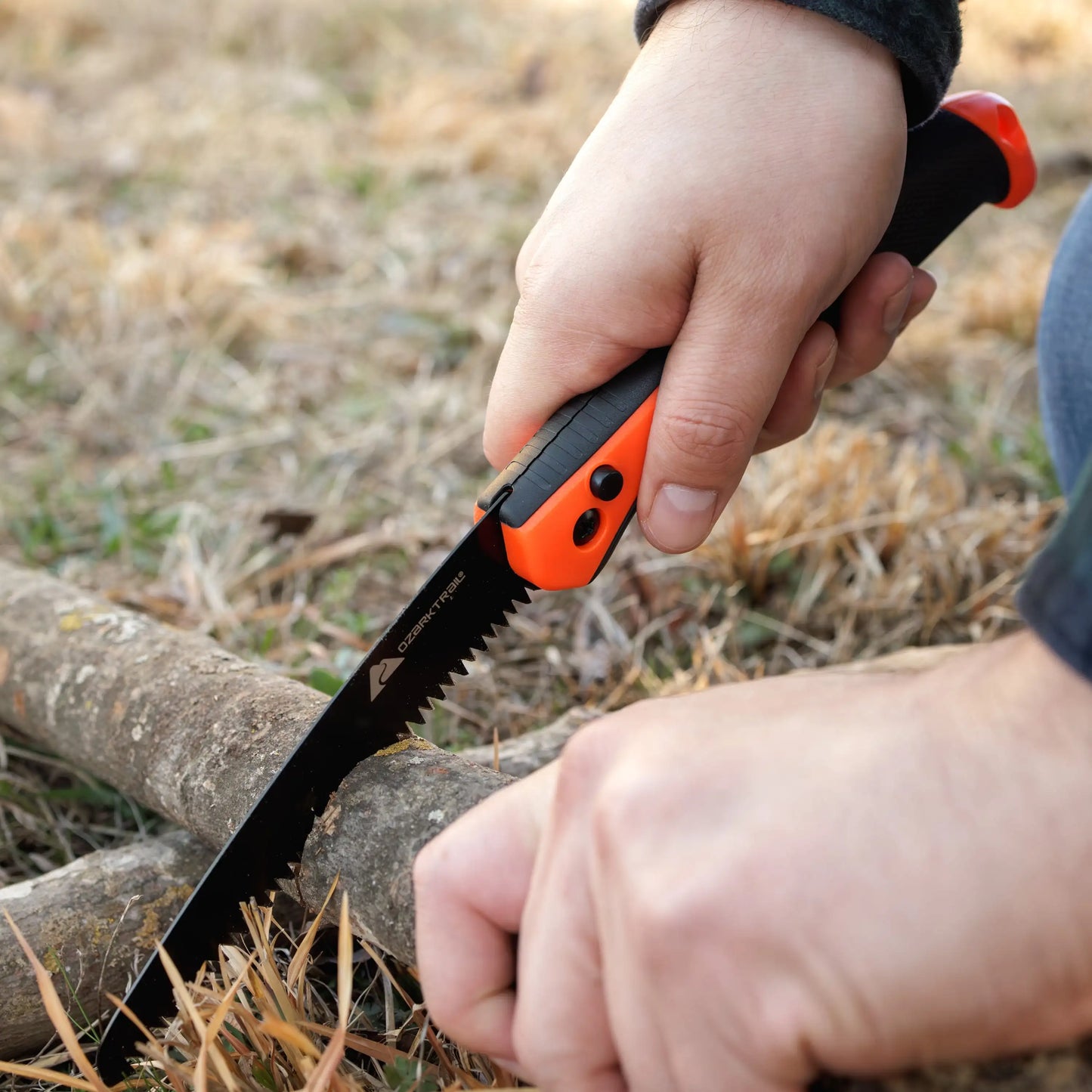Ozark Trail 7 Piece Camping Tool Set with Hammer Axe Flashlight and Knives Batteries Included