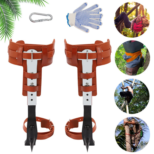 Tree Climbing Gear Set Adjustable Climbing Spikes Safety Belt Foot Straps Knee Pads