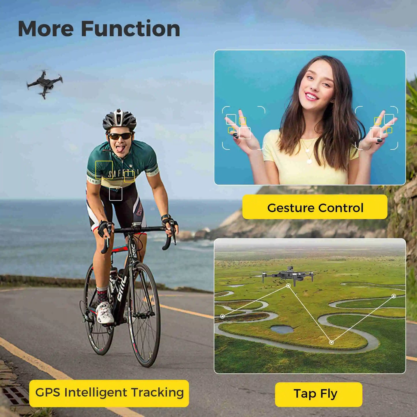 RC Drone Remote Control Drone Brushless Motor Long Flight Times GPS Quadcopter with Remote Controller and 2 Batteries
