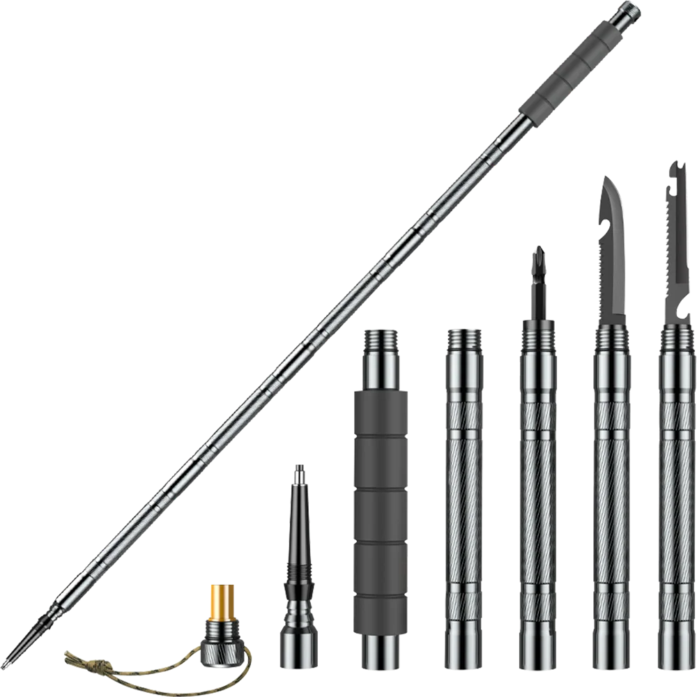 Multifunction Trekking Poles Collapsible Telescopic Lightweight Walking Hiking Climbing Sticks