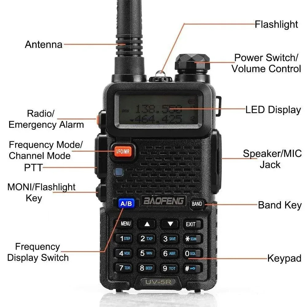 2PCS BAOFENG UV-5R High Power Dual Band Two Way Radio Long Range Handheld Portable Walkie Talkies for Hunting
