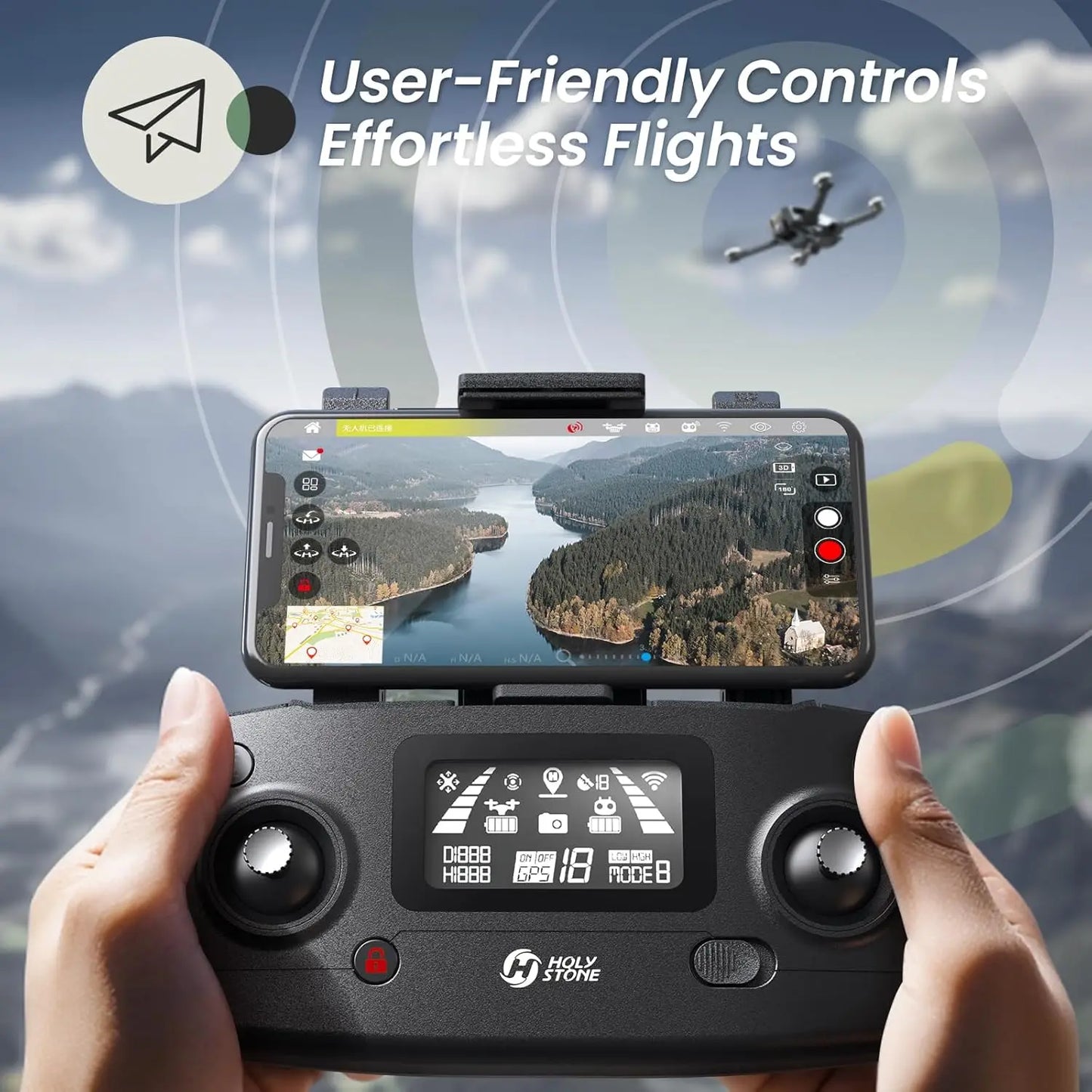 Holy Stone HS720E 4K Drone with Remote ID 46 Minute Flight Time 5GHz FPV 130 Degree FOV 4K 30FPS Brushless Auto Return Follow GPS