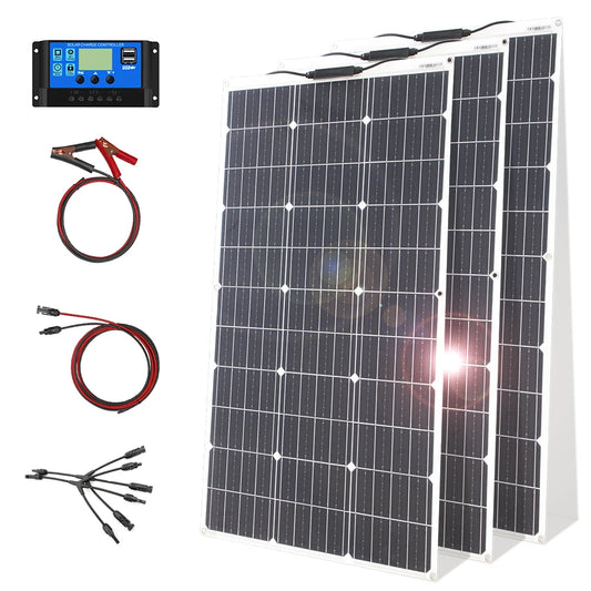 12V Flexible Solar Panel Kit 100W 200W Monocrystalline Waterproof Solar Charge Controller for RV Camping Outdoor