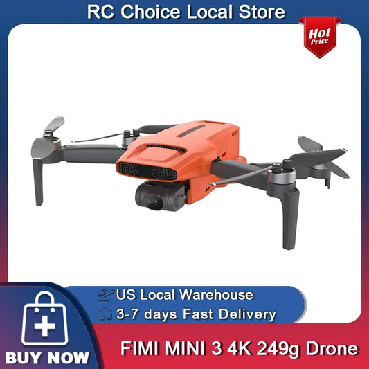 FIMI Mini 3 4K GPS Drone with 3 Axis Gimbal 249g 4K 60FPS 48MP 9KM Transmission 64 Minute Flight Time Super Night Video Auto Return
