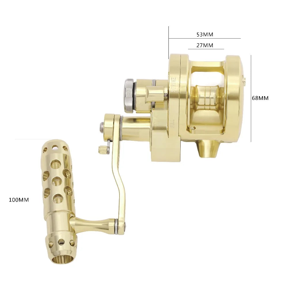 JIGGING BIG GAME SALTWATER FISHING REEL CNC MACHINED 2-SPEED 44LBS LEVER DRAG DEEP SEA BOAT TROLLING FISHING GEAR RATIO 4.5:1/2.