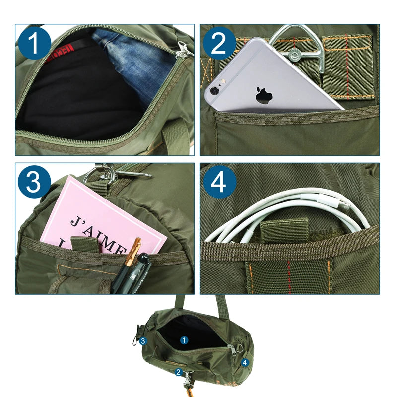 LQARMY Tactical Parachute Sport Duffle Bag 1000D Nylon Outdoor Travel Belt Bag Camping Crossbody Bag