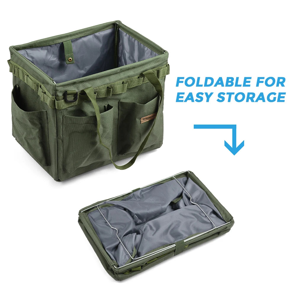 Camping Cooking Utensil Storage Box Large Capacity Collapsible Tool Bag for Outdoor Hiking Fishing
