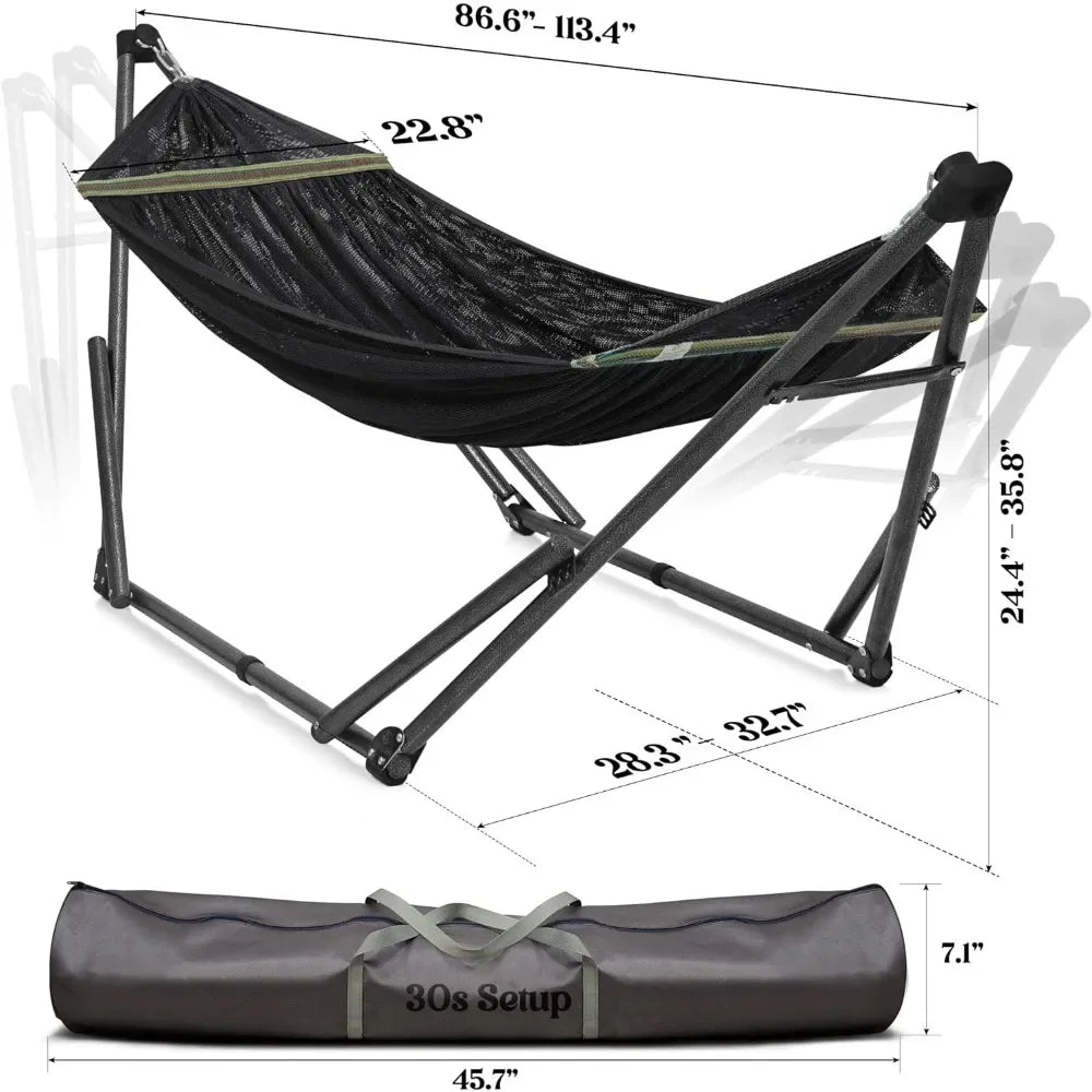 3 Year Warranty Hammock Stand 30 Second Foldable Hammock with Stand 550 Pounds Capacity Camping Hammock Stand