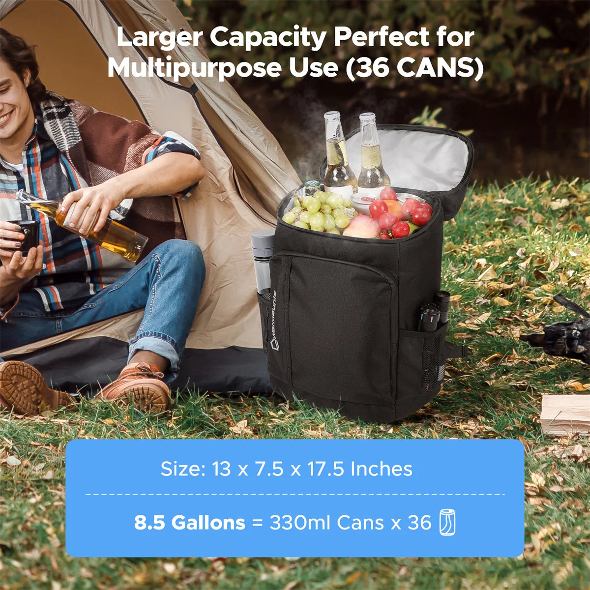 Backpack Cooler Insulated for 35 Cans Upgraded Leakproof Soft Cooler Backpack with 2 Compartments for Camping
