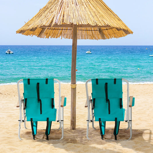 Folding Beach Chair Set of 2 for Adults Portable Backpack Foldable Camping Chair