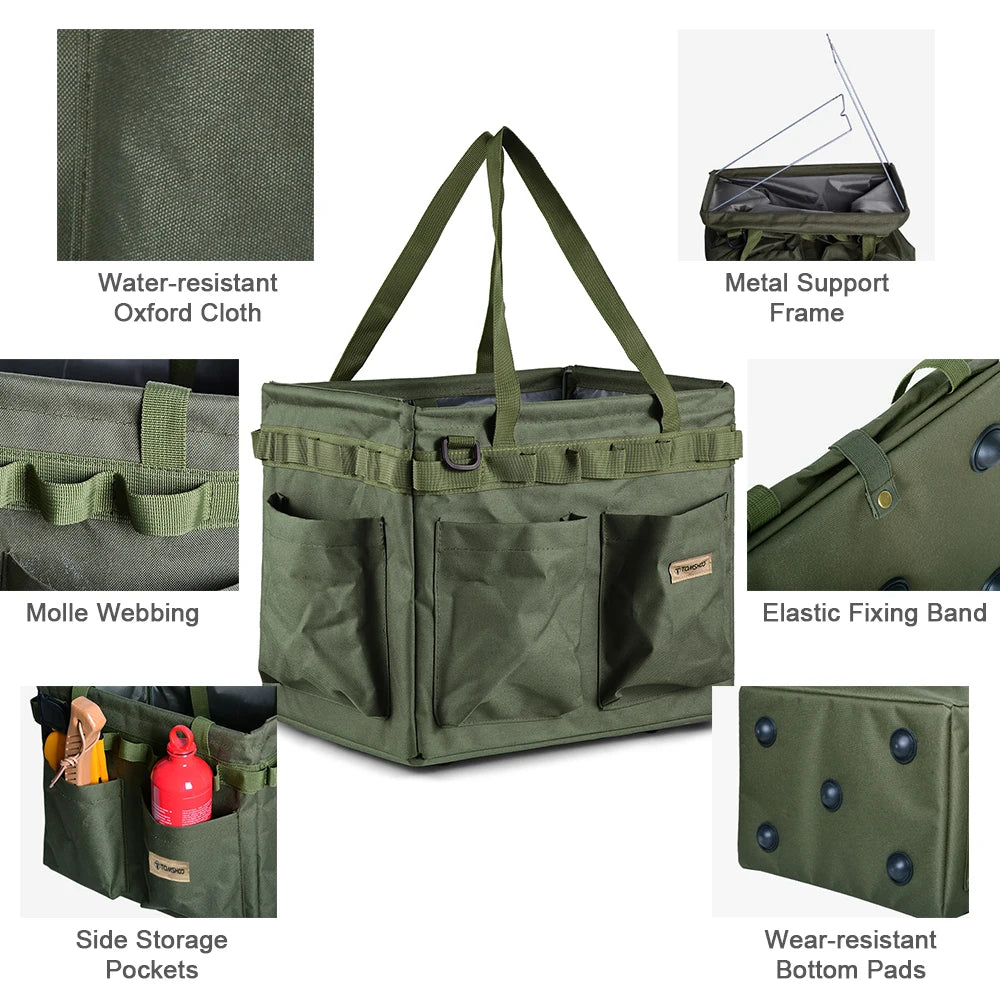 Camping Cooking Utensil Storage Box Large Capacity Collapsible Tool Bag for Outdoor Hiking Fishing