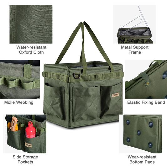 Camping Cooking Utensil Storage Box Multifunctional Car Trunk Organizer Large Capacity Collapsible Outdoor Hiking Fishing Gear