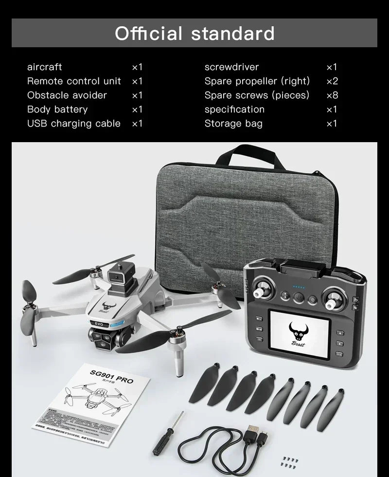 SG901 Pro Drone With Screen Controlled Professional 4K HD Dual Camera Intelligent Obstacle Avoidance RC Quadcopter FPV Drone Toy