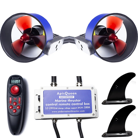 ApisQueen 12 to 24 Volt Underwater Thruster U5 Set Total Thrust 14 Kilograms Brushless Motor with RC and ESC for Kayaks and Fishing Boats