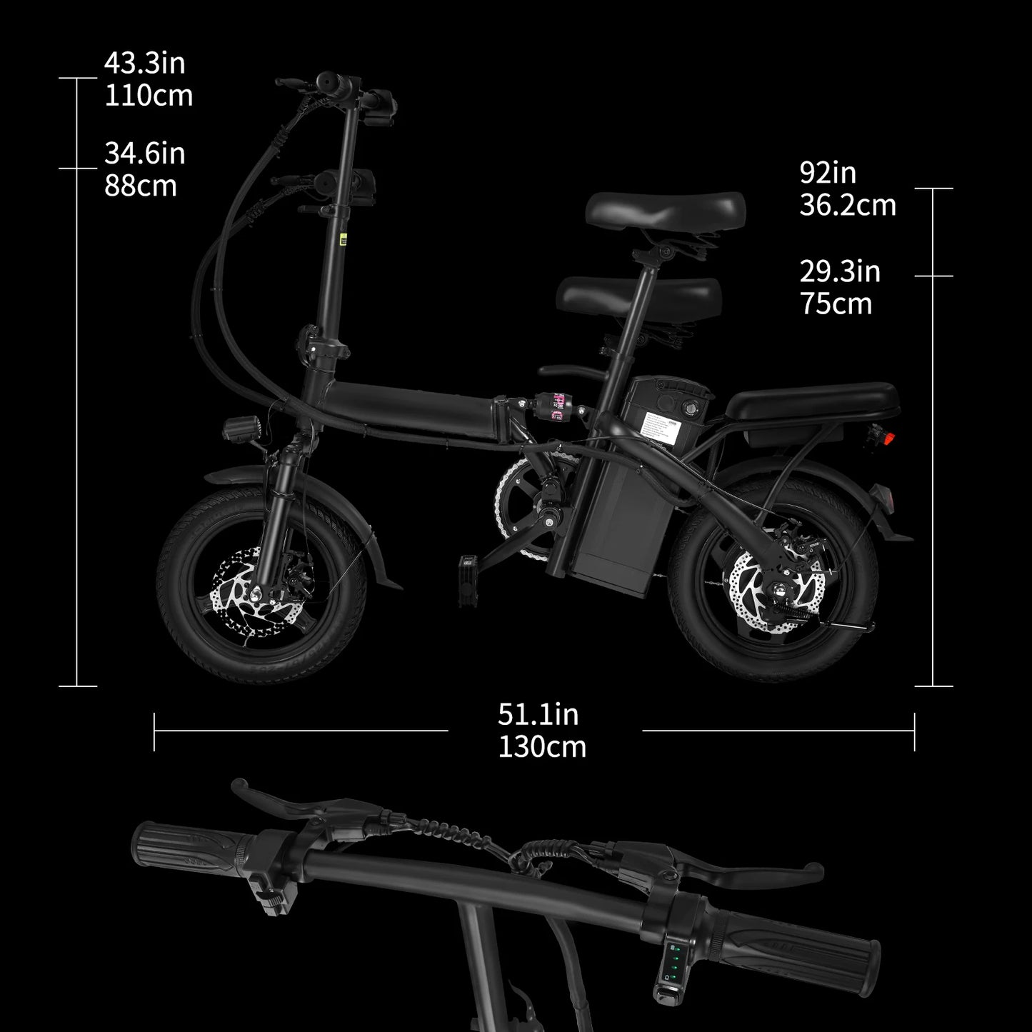 Adult Folding Basket Electric Bicycle 400W High Speed 48V Detachable Battery 14 Inch Front and Rear Double Brake