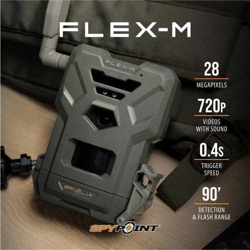 SPYPOINT Flex-M Twin Pack Cellular Trail Cameras Best Hunting Accessories No WiFi Needed GPS Night Vision