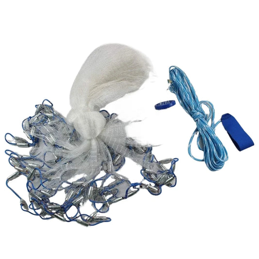 Hand Cast Fishing Net 14ft Durable Mesh Bait Dense Netting Hollow Sinker 4.2M Full Spread