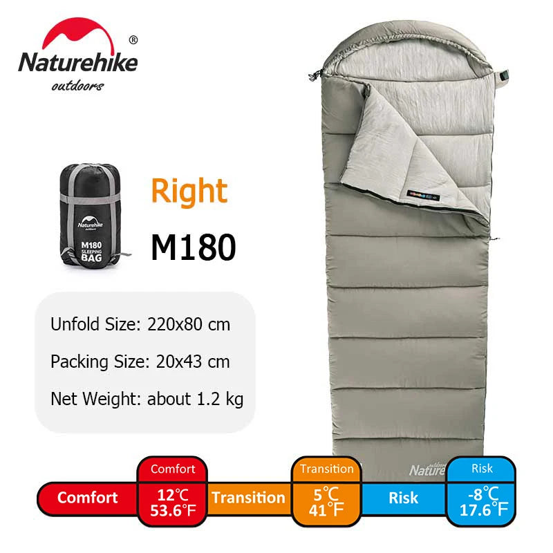Naturehike M180 Lightweight Sleeping Bag M300 Double Camping Sleeping Bag M400 Machine Washable Winter Sleeping Bag