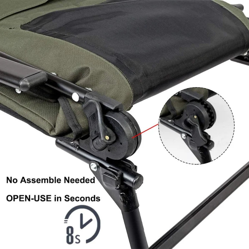 VINGLI Heavy Duty Fishing Chair with Footrest Support 440 Pounds Adjustable High Back 160 Degrees