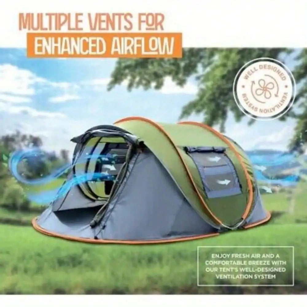 Camping Tent for 4 People Easy Pop Up Design with 2 Doors UPF50 Plus Waterproof 600D Oxford Material