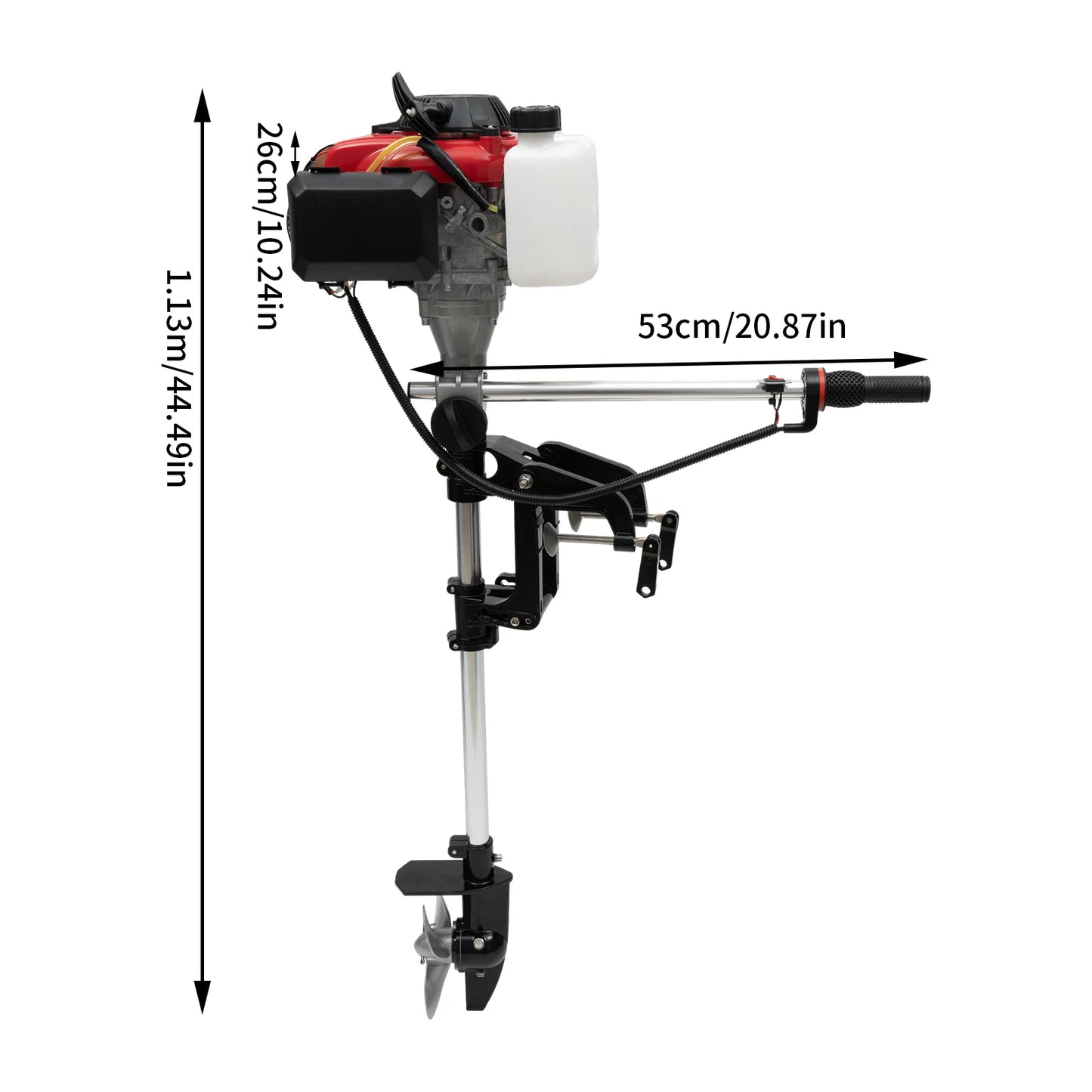 1.6KW 4 Stroke Outboard Motor Fishing Boat Air Cooling Engine Kit with 360 Degree Control Lever for 7.5 to 16.4 Feet Inflatable Boat Kayak
