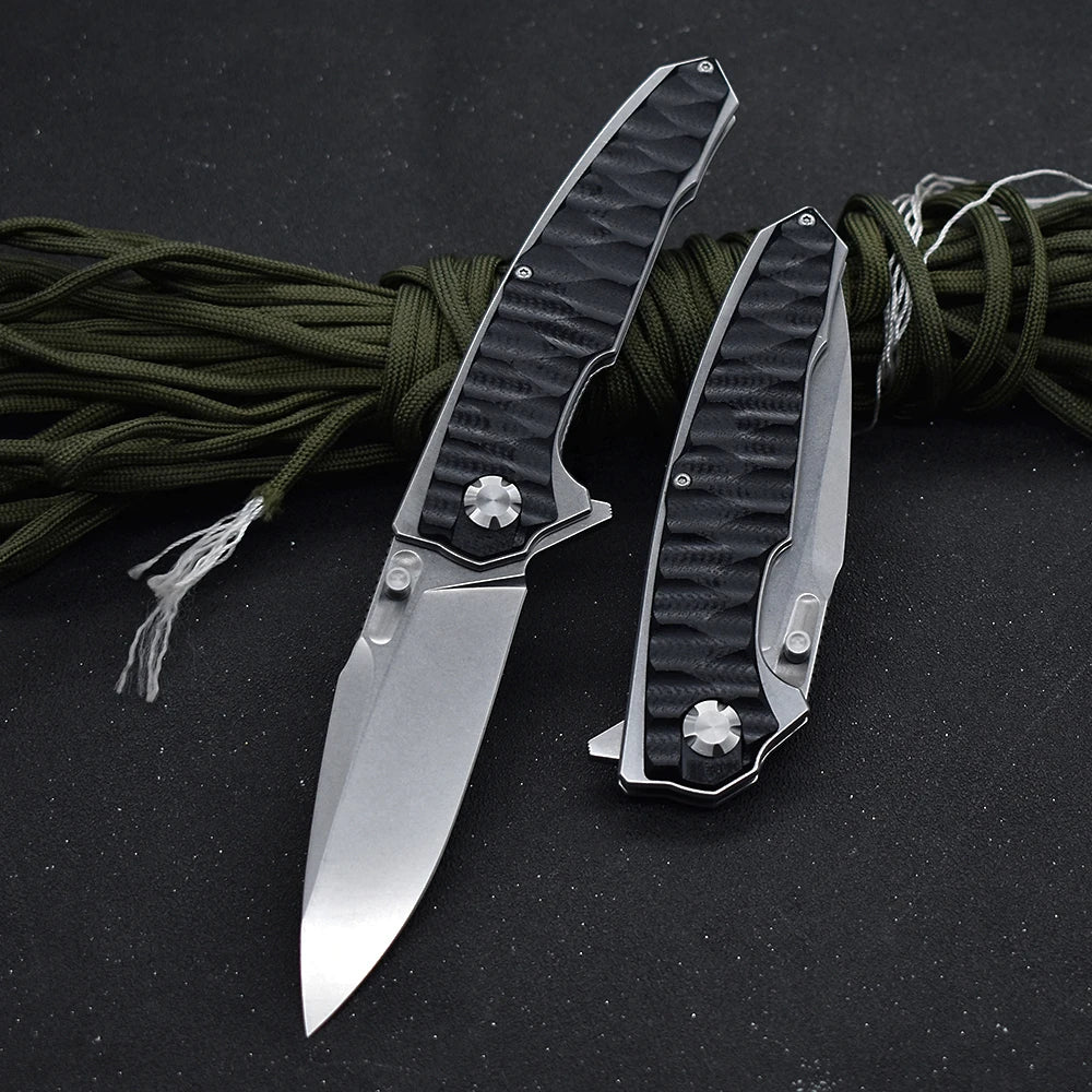 M390 Steel G10 Handle Ball Bearing Flipper Folding Knife Survival Outdoor Self Defense Hiking Pocket Camping Cutter Tool
