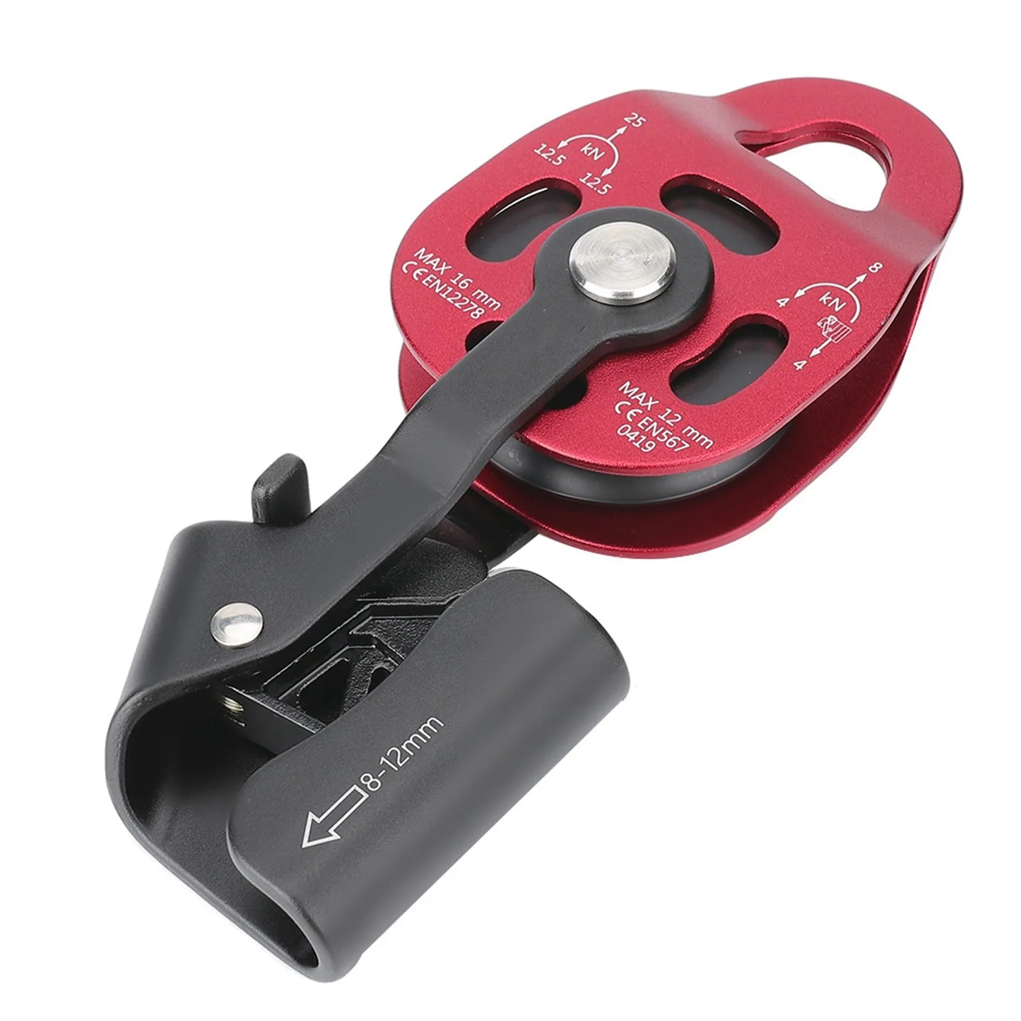 4KN Aluminium Heavy Duty Single Swivel Rope Pulley Block for 8 to 12mm Rope Climbing