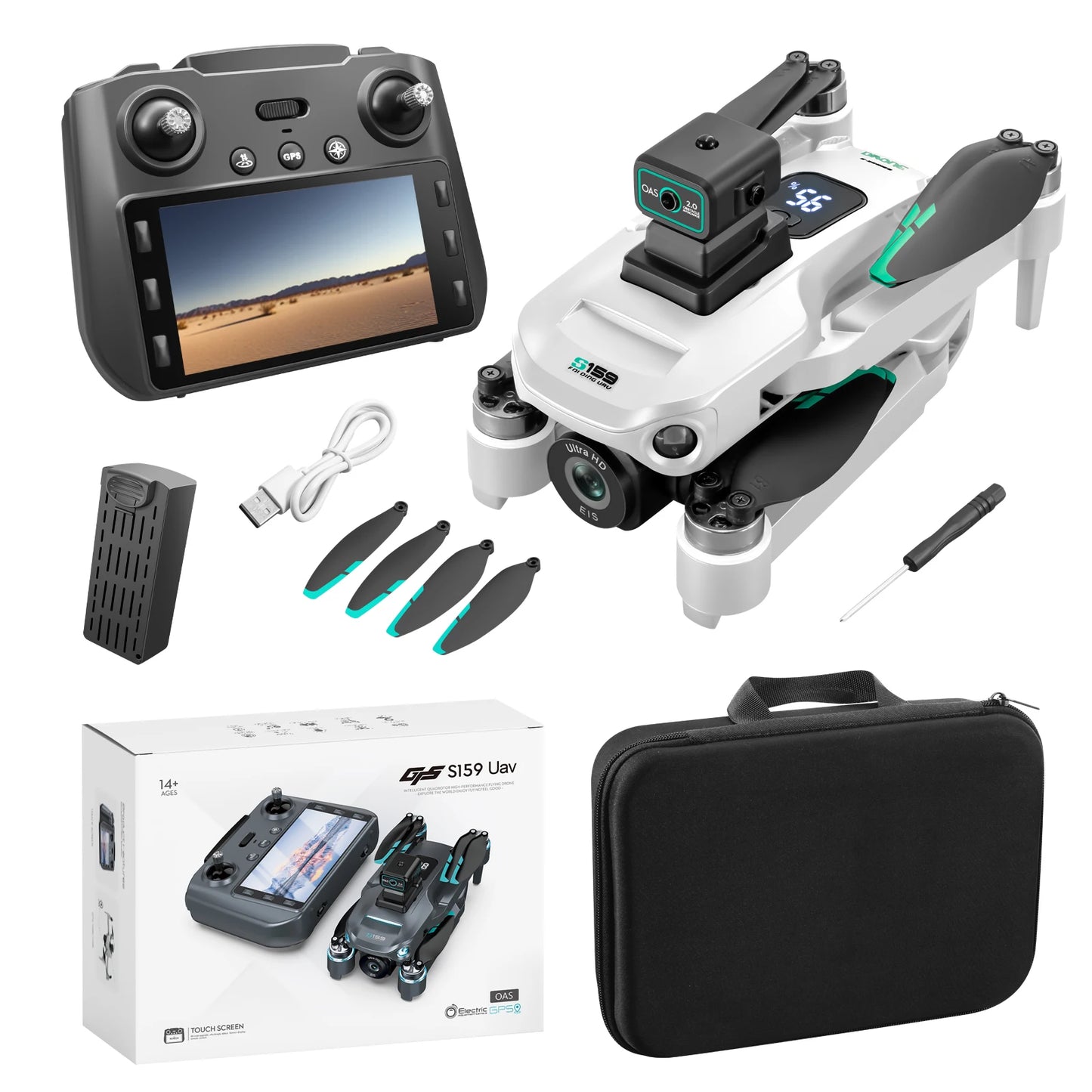 2025 Long Endurance GPS Drone with Dual Cameras 5.9 Inch LCD Remote Controller and Brushless Motor