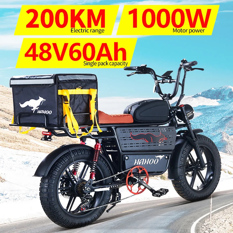 Hahoo H20 20 Inches Adult Electric Mountain Bike 1000W Brushless Motor 48V 60Ah Ebike Dual Suspension Off Road Tyre Bicycle