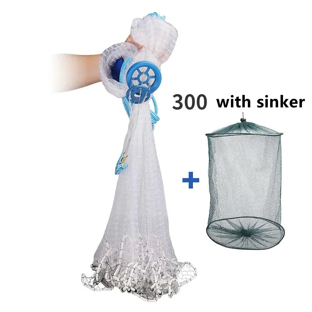 Cast Net Fishing Net with Sinker and Without Sinker Outdoor Throw Catch Tool USA