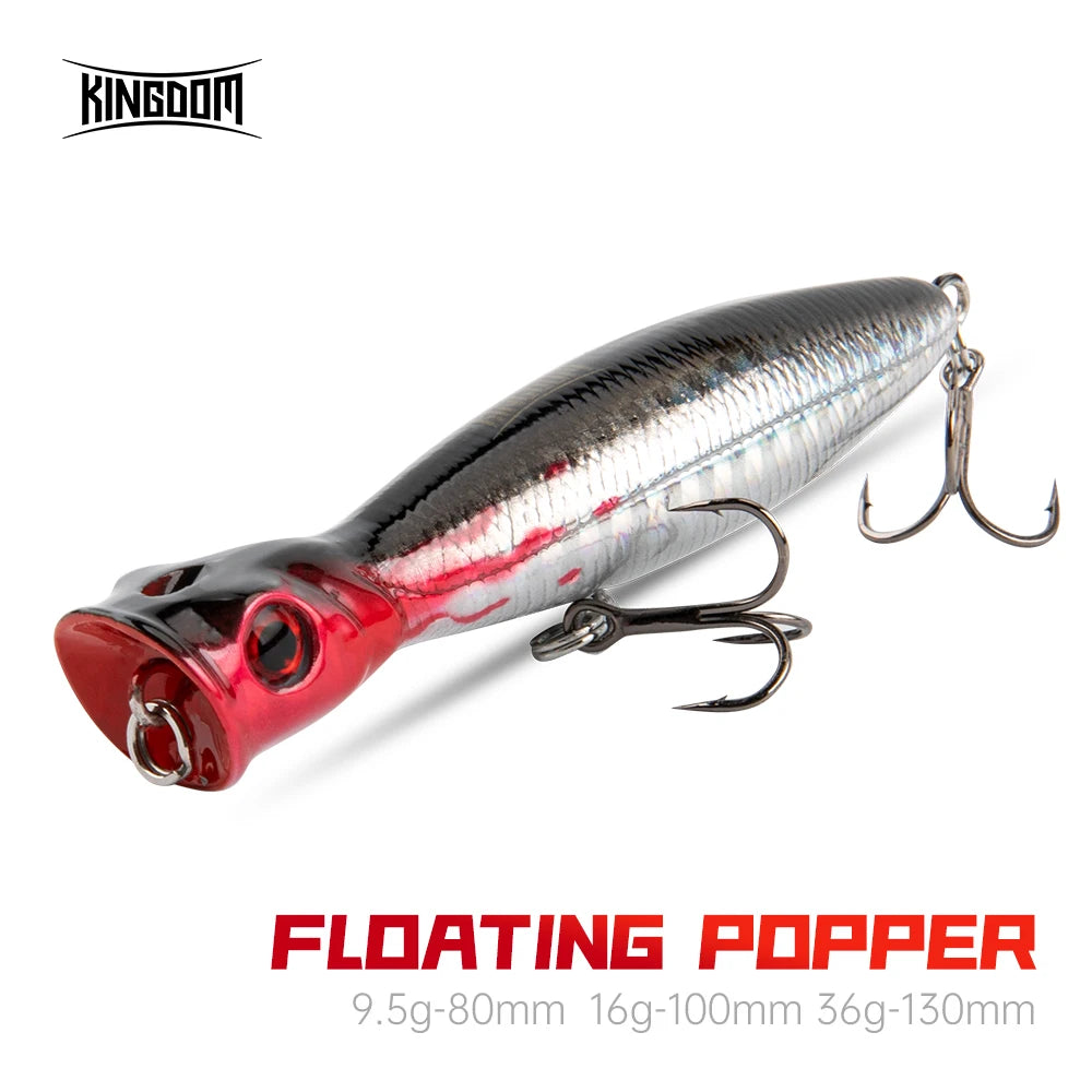 Kingdom Fishing Lures 3/5 Pcs TopWater Popper Professional Hard Artificial Baits 8cm 10cm 13cm Floating Wobblers Fishing Baits