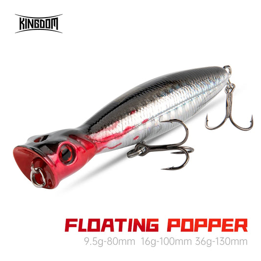 Kingdom Fishing Lures 3/5 Pcs TopWater Popper Professional Hard Artificial Baits 8cm 10cm 13cm Floating Wobblers Fishing Baits
