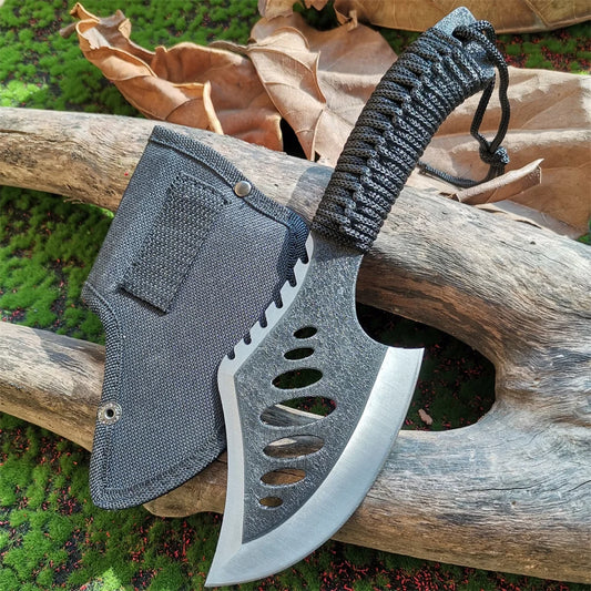 Stainless Steel Survival Hunting Tomahawk Axe Lightweight Camping Hand Fire Axe with Paracord Handle and Nylon Sheath