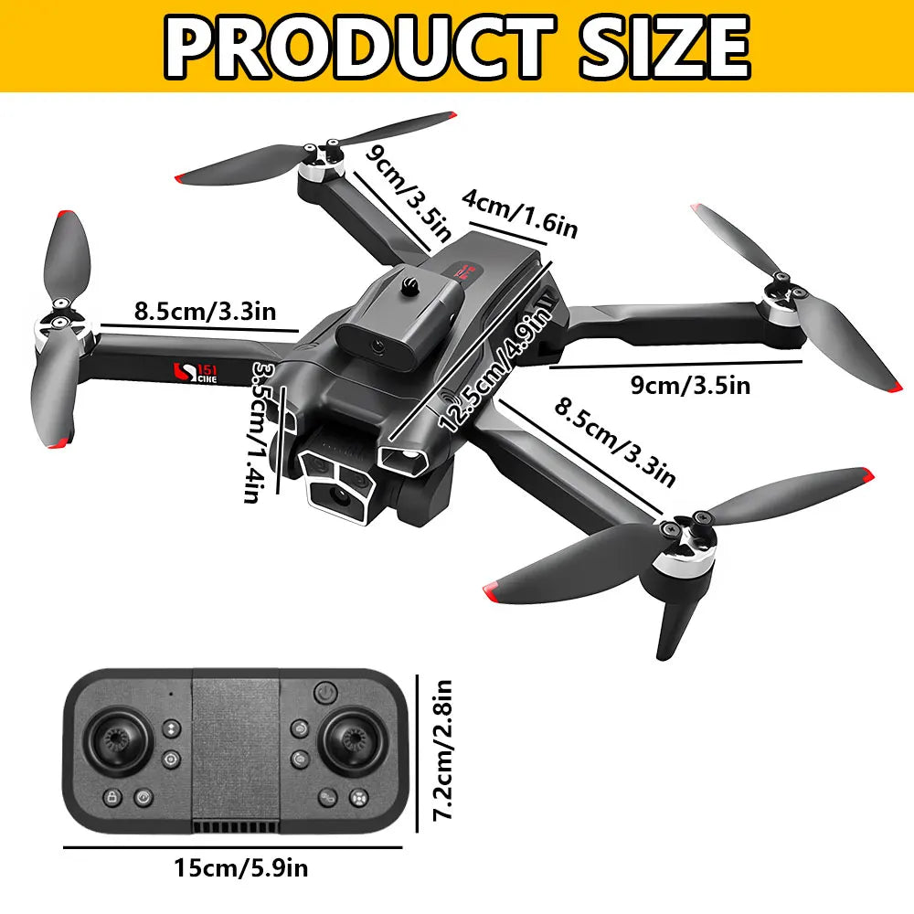 S151 Mini RC Drone 4K Professional with ESC Three HD Cameras Intelligent Obstacle Avoidance Brushless Motor Drone