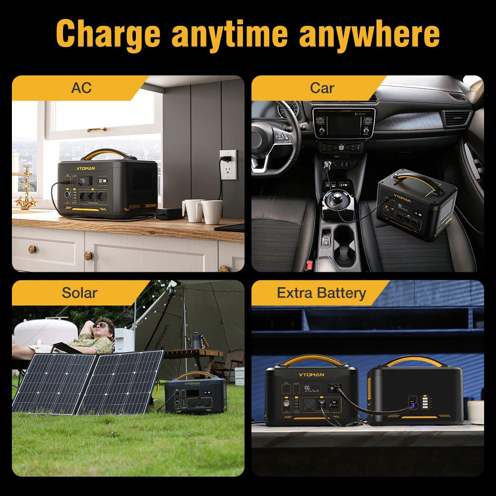 VTOMAN JUMP 2200 Portable Power Station 828Wh 1548Wh LiFePO4 Battery Solar Generator for Home Outdoor Camping