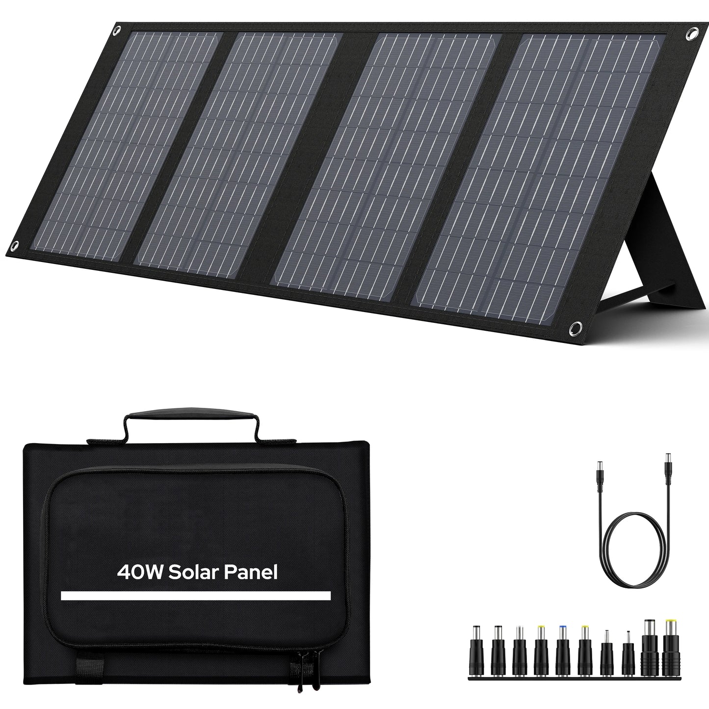 40W Foldable Solar Panel USB QC3.0 USB-C Output Portable Waterproof Battery Charger for Power Station Outdoor Camping Hiking