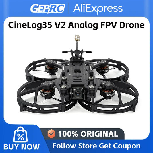 GEPRC Cinelog35 V2 Analog FPV Drone System Freestyle Drone 2105.5-2150KV VTX SPEEDX2 ICM 42688-P F722-45A AIO V2 RC Quadcopter with 1080p HD Camera for Aerial Photography