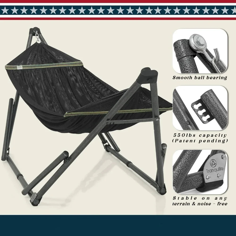 3 Year Warranty Hammock Stand 30 Second Foldable Hammock with Stand 550 Pounds Capacity Camping Hammock Stand