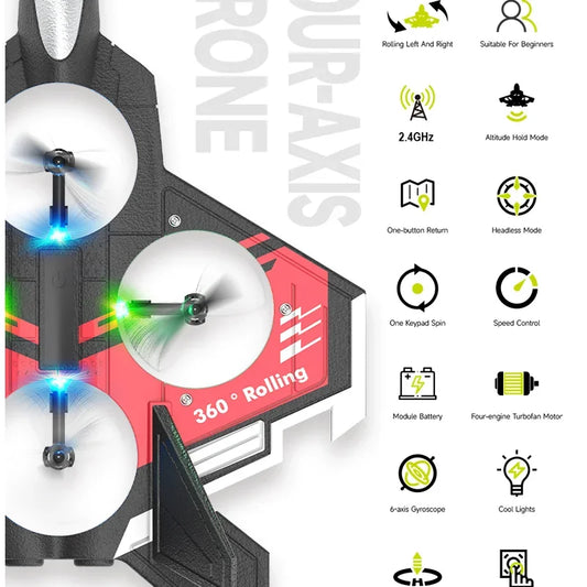 S98 RC Foam Aircraft Toy Remote Control Fixed Height Stunt Drone Anti Collision Fighter Kids Toy