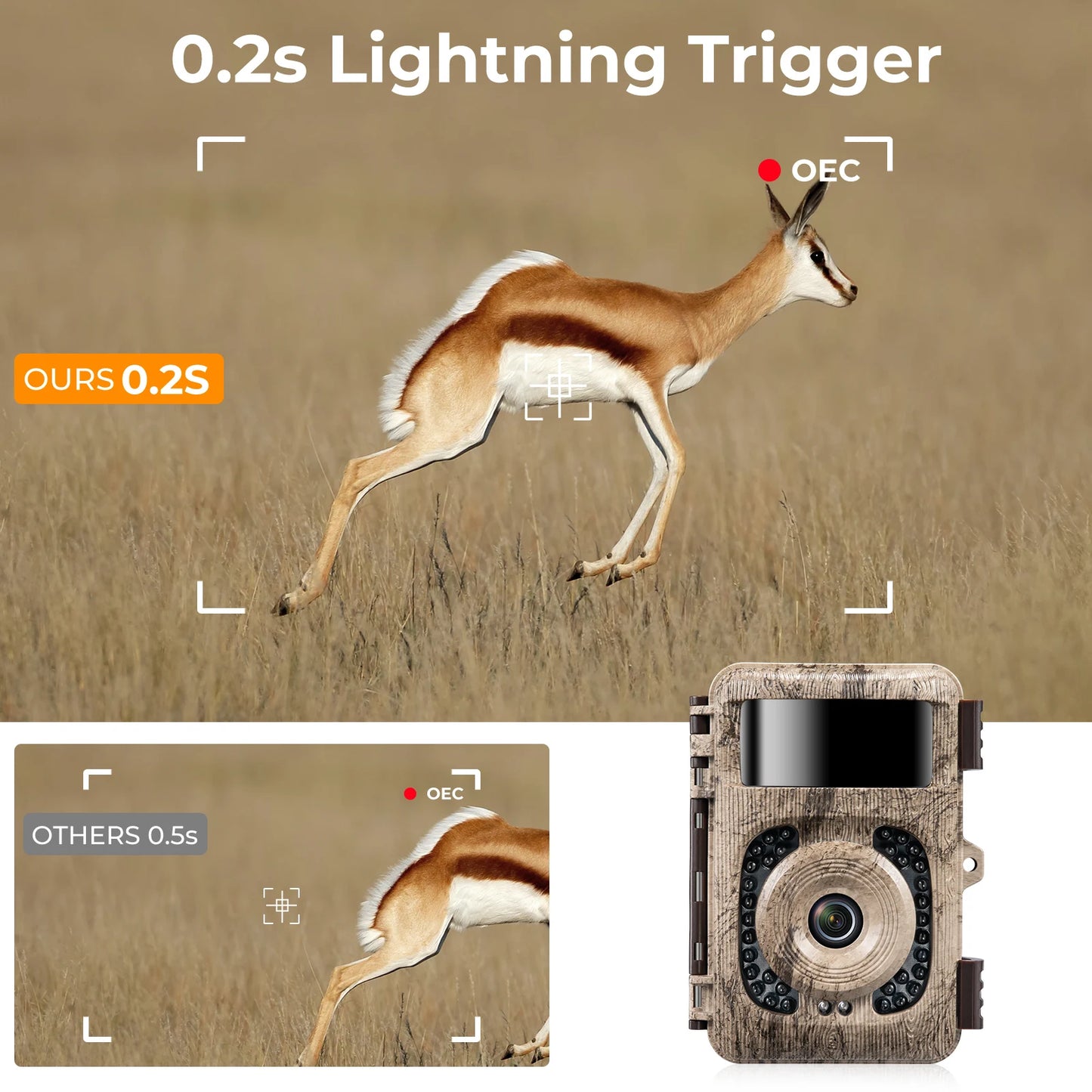 Trail Camera 4K 48MP WiFi Hunting Camera with 0.2s Trigger Time No Glow Infrared LED Night Vision Motion Activated