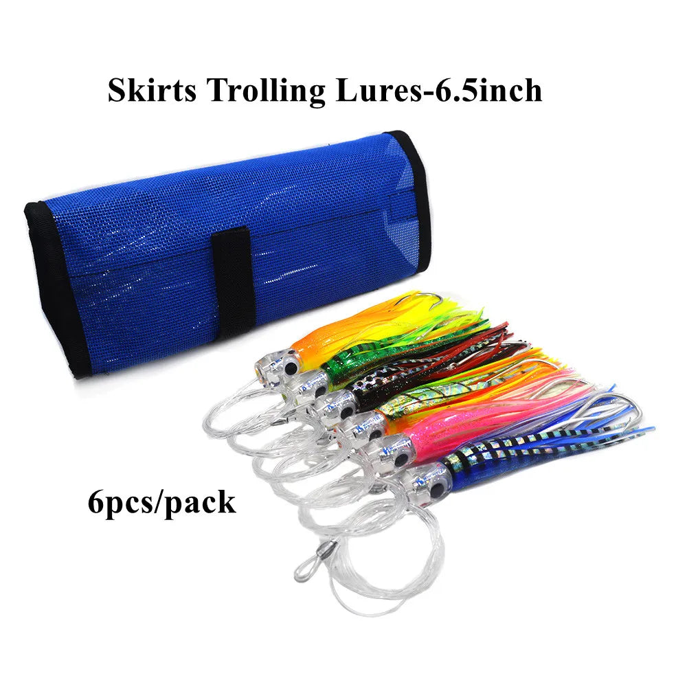 Kmucutie Fully Rigged Marlin Lures 6pcs/pack 6.5inch/9inch Tuna Kingfish Big Game Trolling Fishing Lures