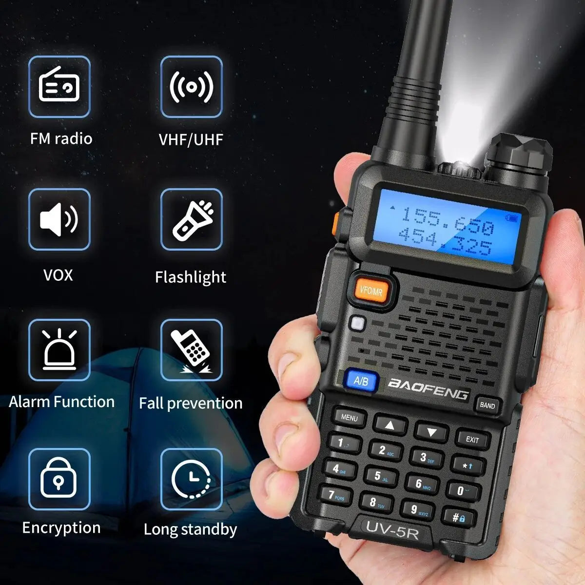 2PCS Baofeng UV-5R Walkie Talkie Dual Band VHF UHF Two Way Radio Long Range 128 Channel VOX Handheld Transceiver