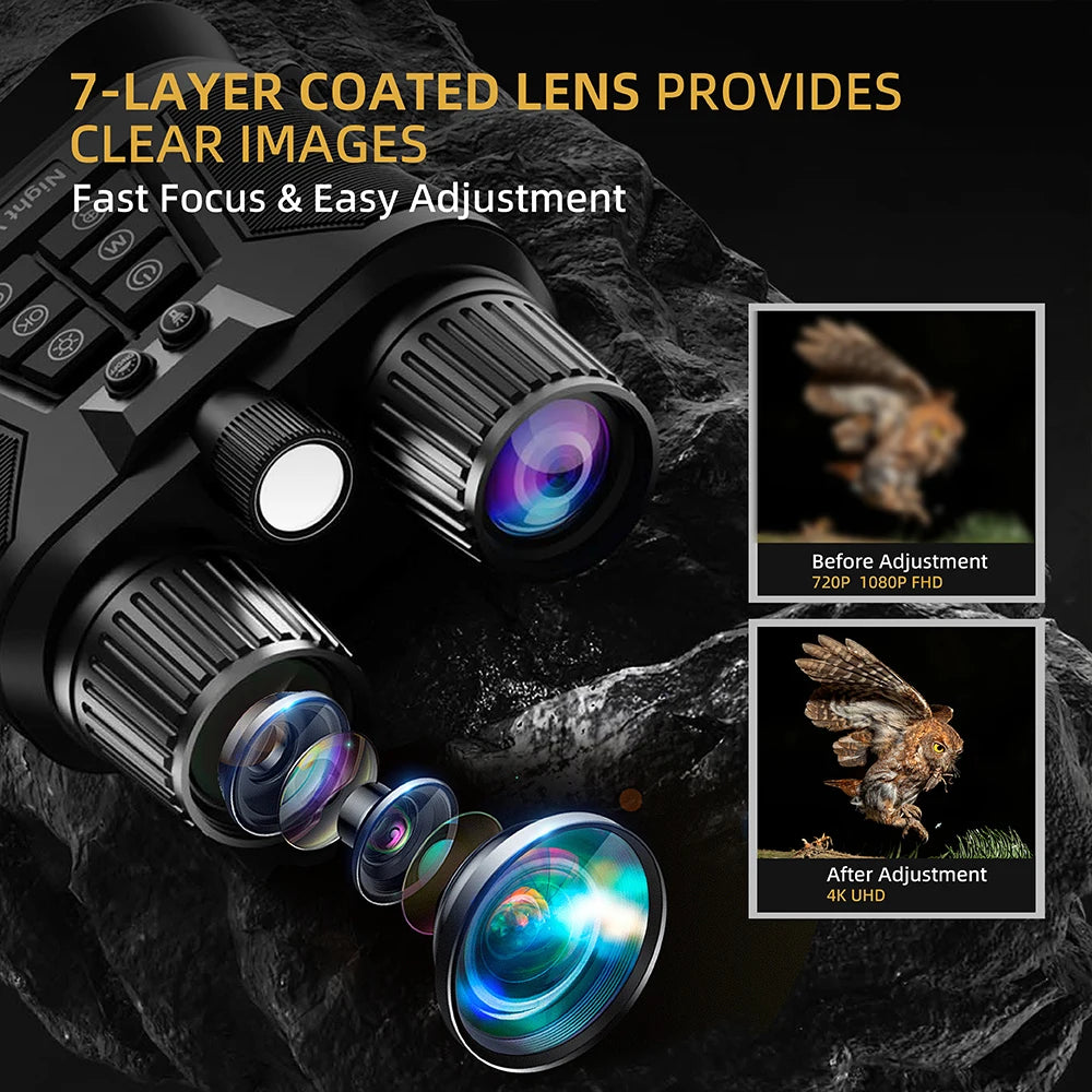 Tinsol 600M Infrared Night Vision Telescope Hunting Camera 3 Inch 4K HD 8x Zoom Anti Shake Digital Binoculars with Flashlight