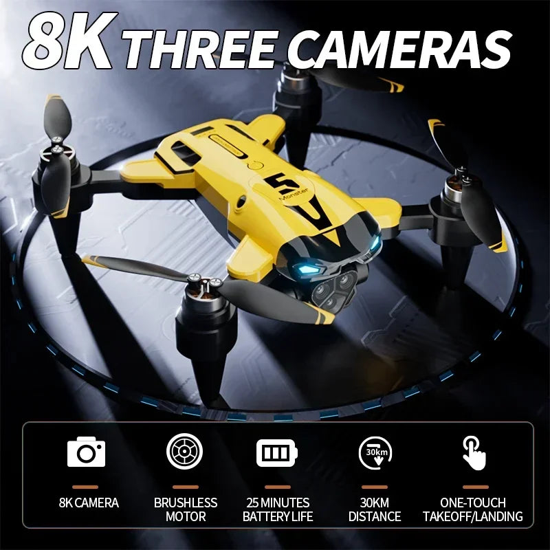 M5 Drone 4K Professional HD Dual Camera 5G Wifi Obstacle Avoidance Brushless Motor Foldable Quadcopter RC Distance Toys Gift