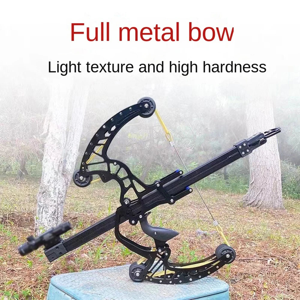 New All Metal 50 Round Compound Bow and Arrow Slingshot Steel Ball Double Outdoor High Precision Green Light Bow