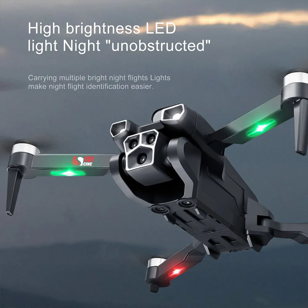 S151 Mini RC Drone 4K Professional with ESC Three HD Cameras Intelligent Obstacle Avoidance Brushless Motor Drone