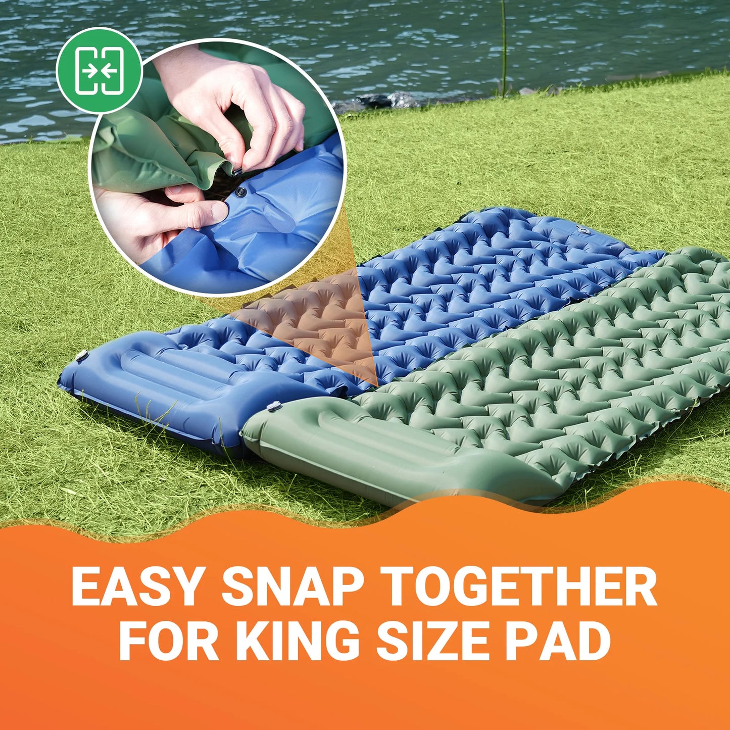 KingCamp Self Inflating Sleeping Pad Ultralight Inflatable Sleeping Mat With Built-In Pillow And Foot Pump For Hiking And Traveling