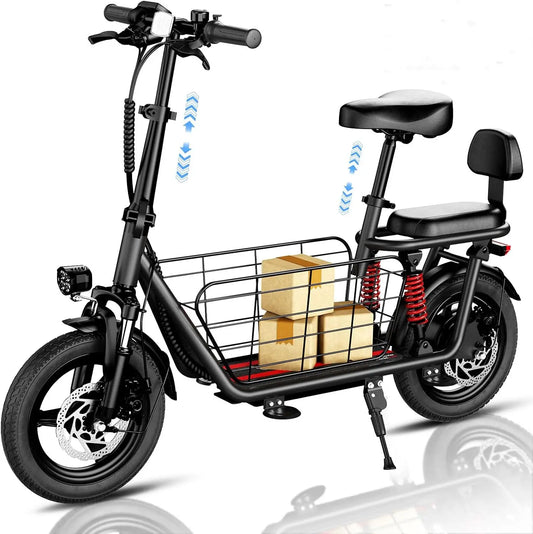 850W Peak Adult Electric Scooter with 25 Miles Range 20 MPH Dual Brakes Dual Suspension 14 Inch Tires and Seat Basket