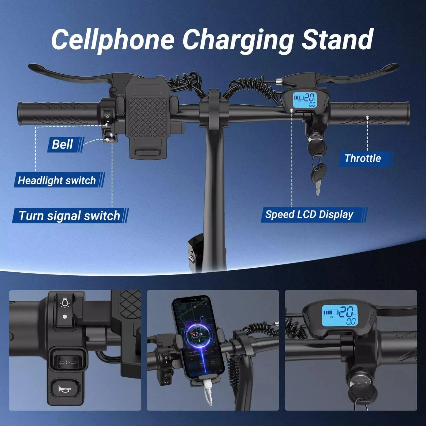 AOVOPRO 14 Inch EB60 Foldable Electric Bike 500W 48V 10.4AH Two Seat Long Range 22MPH 28 Miles